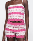 Organic Basics - Soft Knit Textured Cami - Raspberry Stripe -