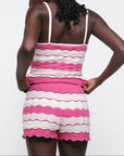 Organic Basics - Soft Knit Textured Cami - Raspberry Stripe -