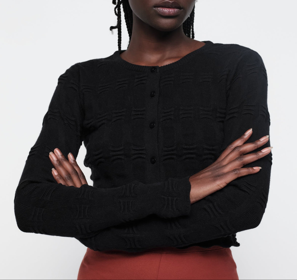Organic Basics - Soft Knit Textured Cardigan - Black -