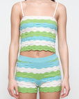 Organic Basics - Soft Knit Textured Shorts - Juicy Apple Stripe -