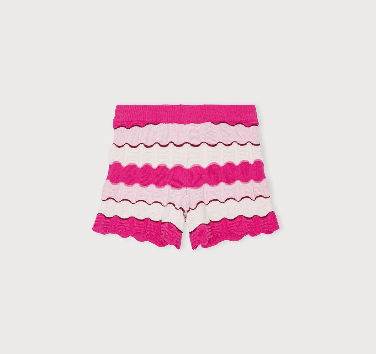 Organic Basics - Soft Knit Textured Shorts - Raspberry Stripe -