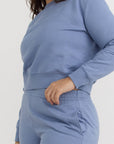 Organic Basics - Weekend Crop Crewneck - Misty Blue -