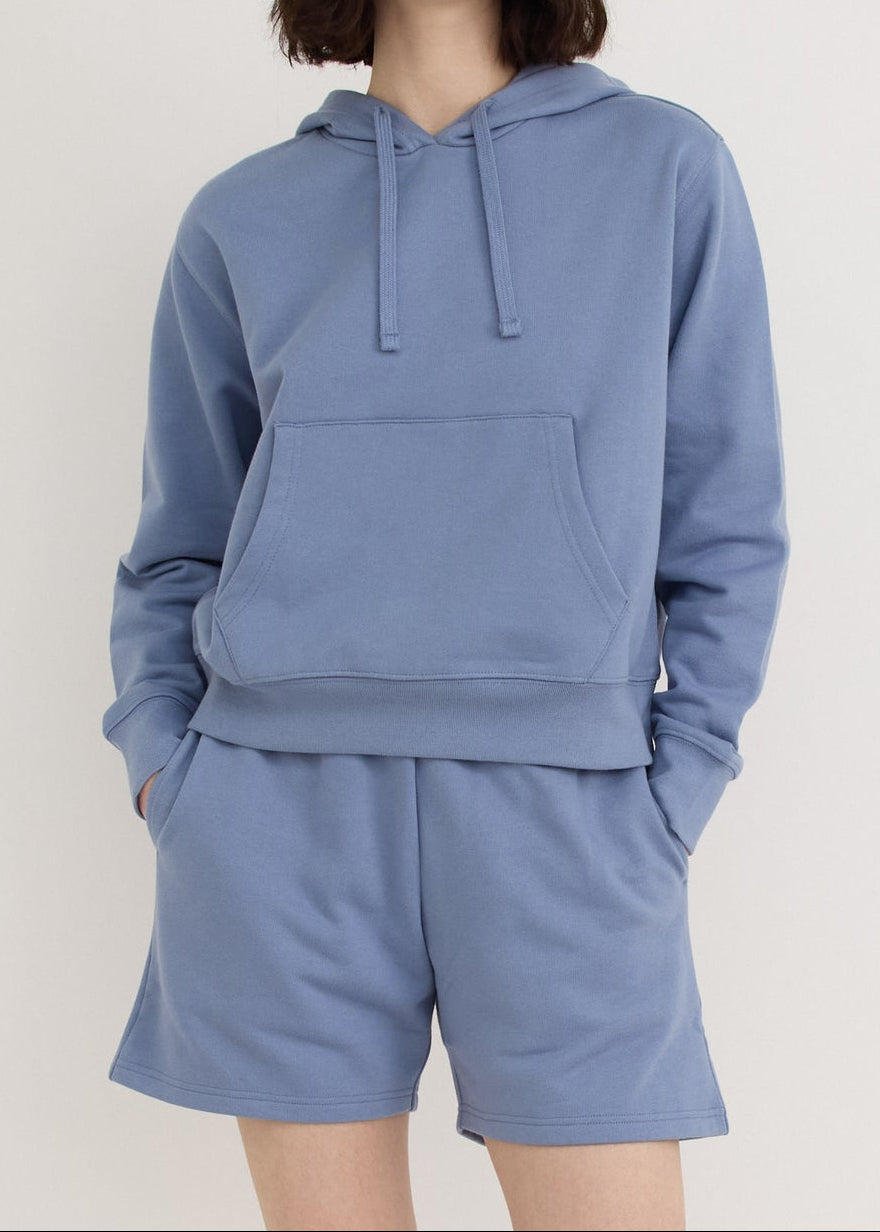 Organic Basics - Weekend Crop Hoodie - Misty Blue -