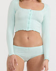 Organic Basics - Pointelle Hipster - Soft Blue -