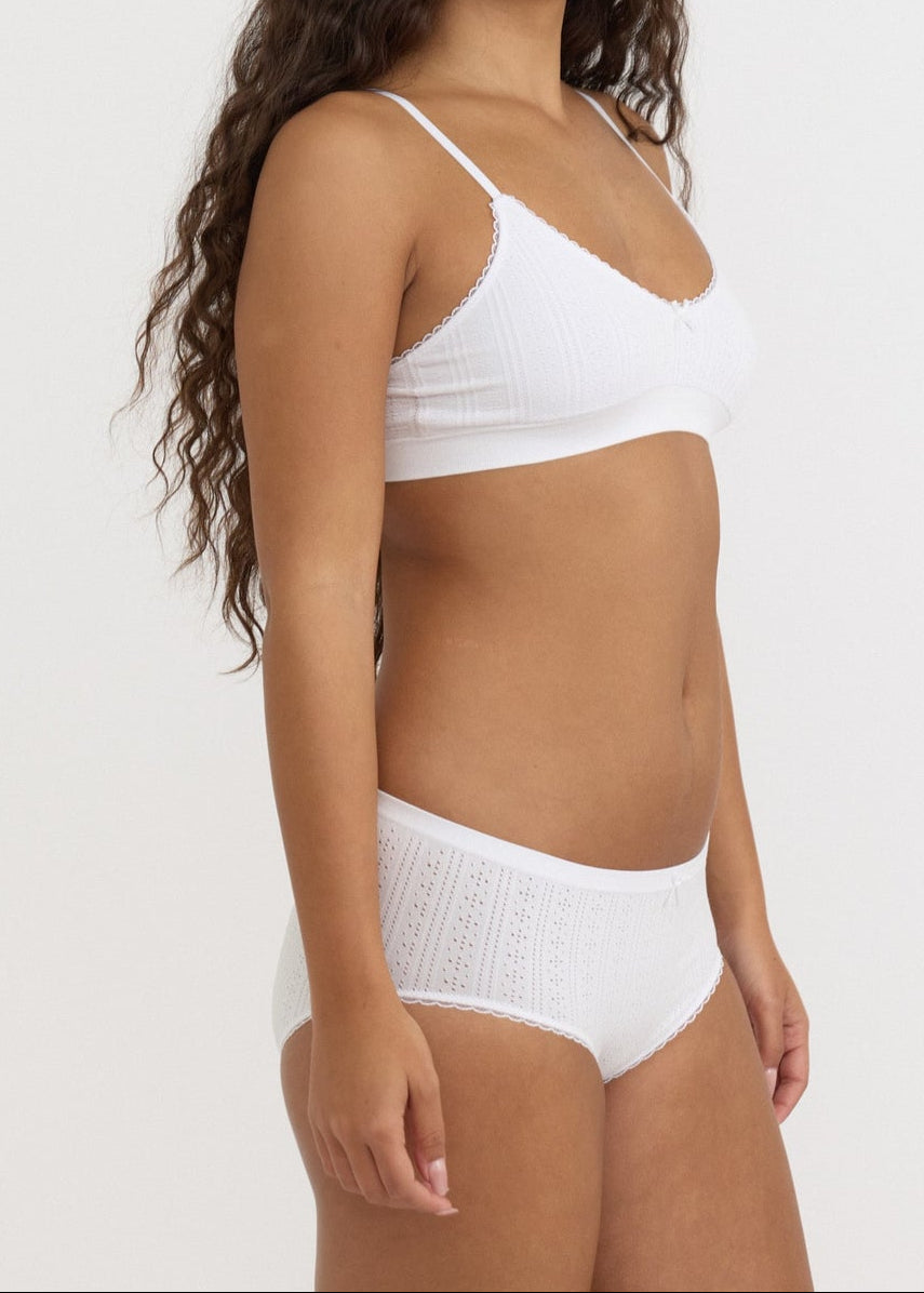 Organic Basics - Pointelle Hipster - White -