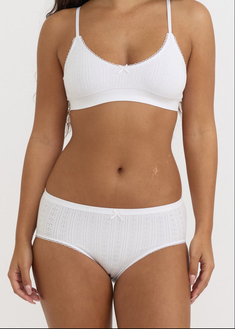 Organic Basics - Pointelle Hipster - White -