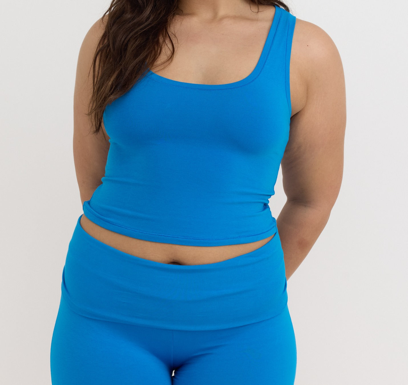 Organic Basics - Flex Foldover Shorts - Azure Blue -