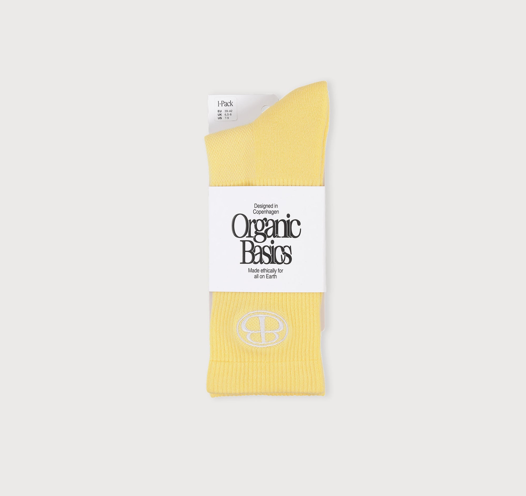 Organic Basics - Core Butterfly Crew Rib Socks - Light Lemon -