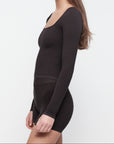 Organic Basics - Seamless Waffle Long Sleeve Tee - Black -