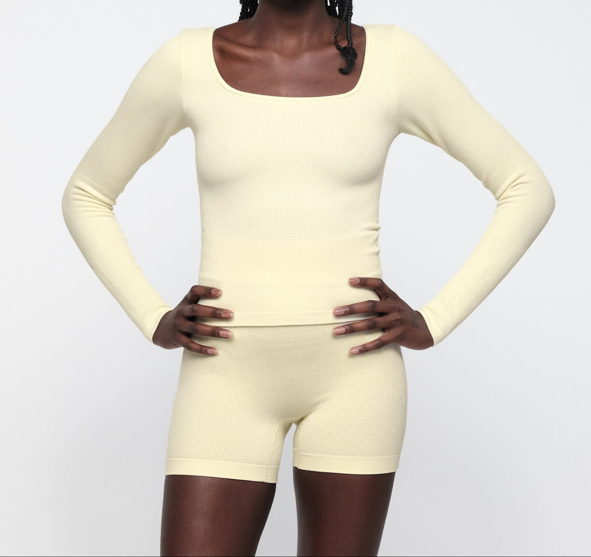 Organic Basics - Seamless Waffle Long Sleeve Tee - Buttercup -