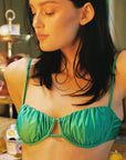 Montce - Emerald Shimmer Petal Bikini Top -