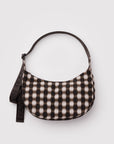 Baggu - Medium Nylon Crescent Bag - Blurred Gingham Brown -