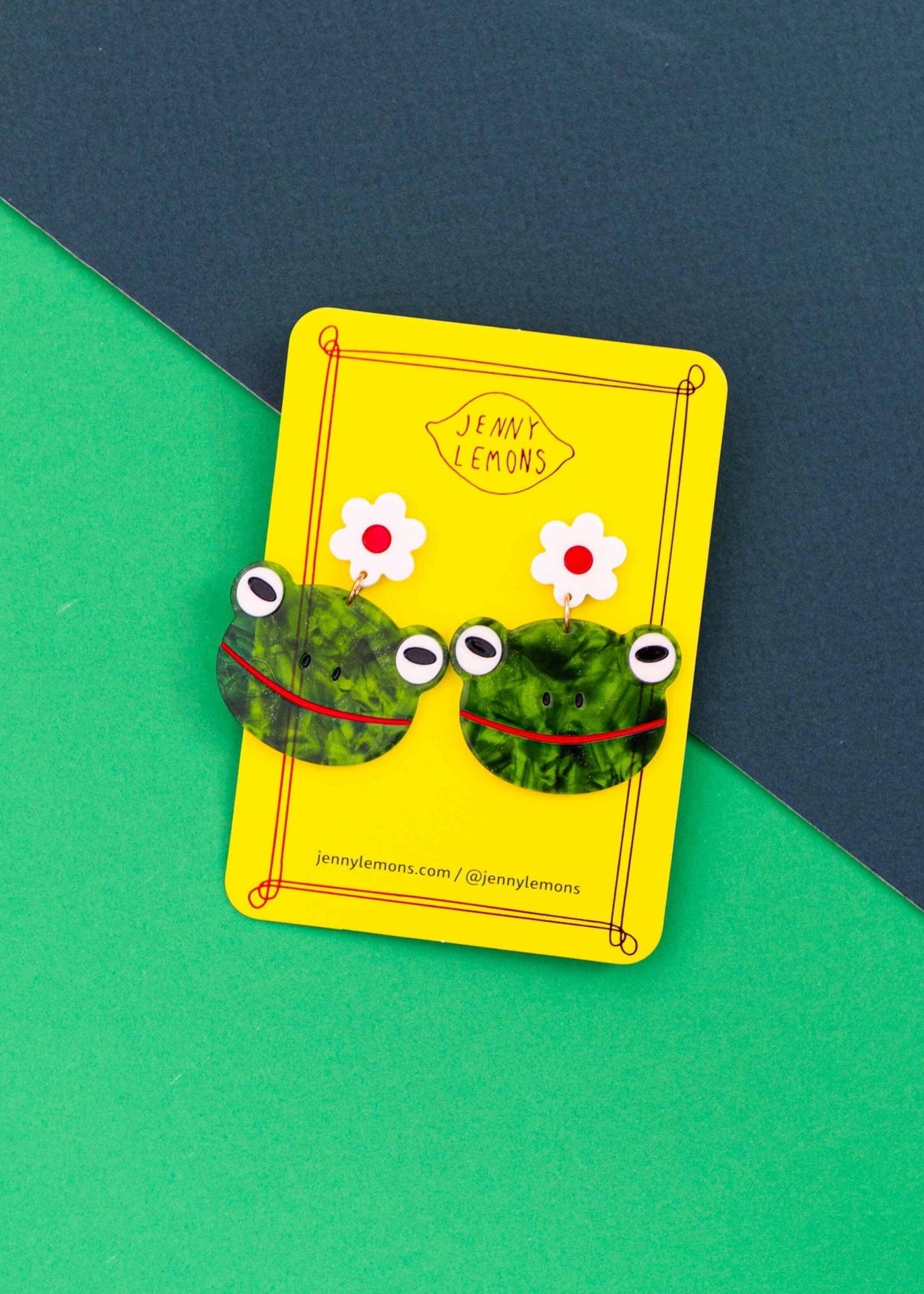 Jenny Lemons - Frog and Flowers Acetate Earrings -