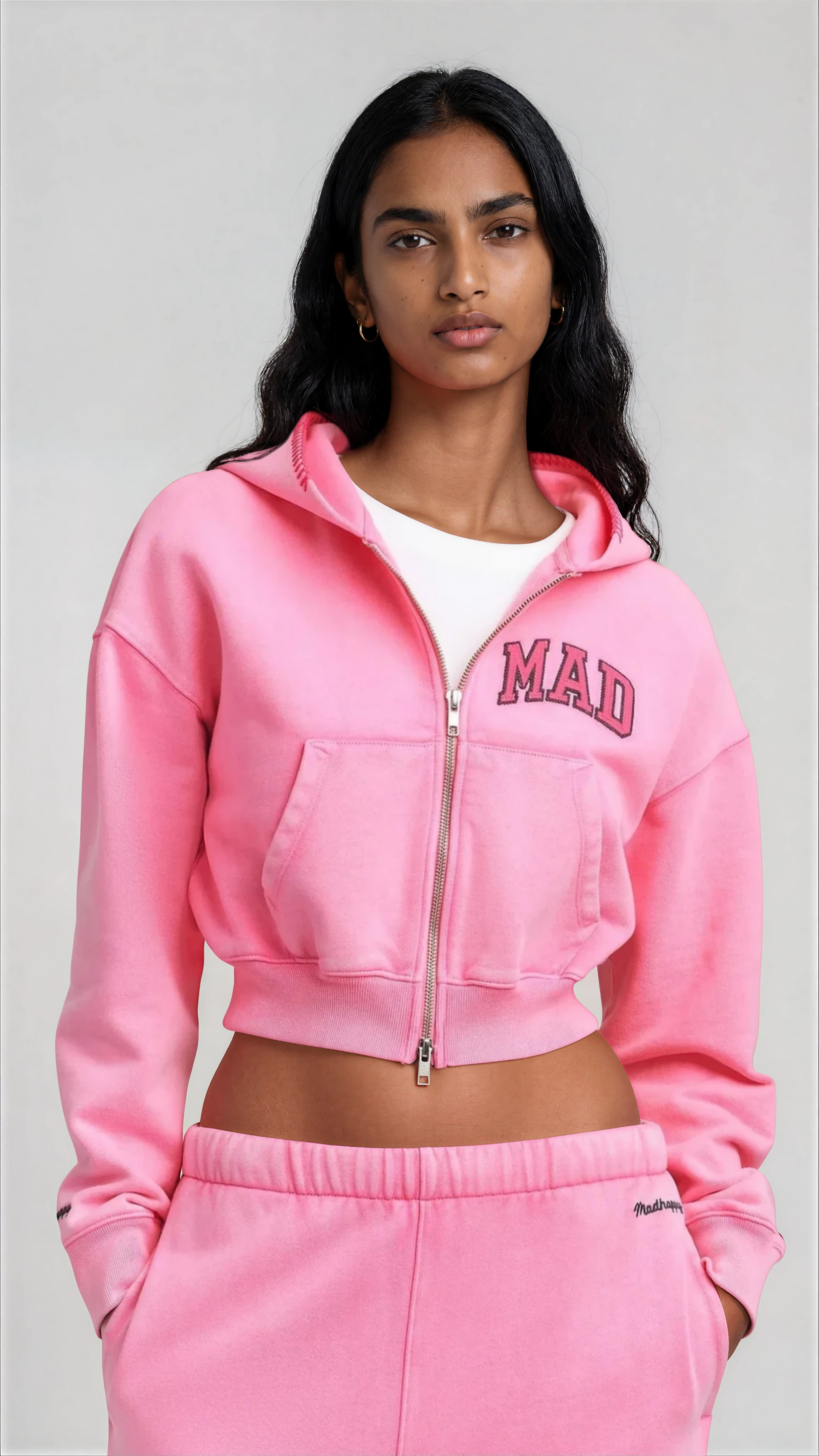 Madhappy x Gap - Full Zip Cropped Hoodie - Pink -