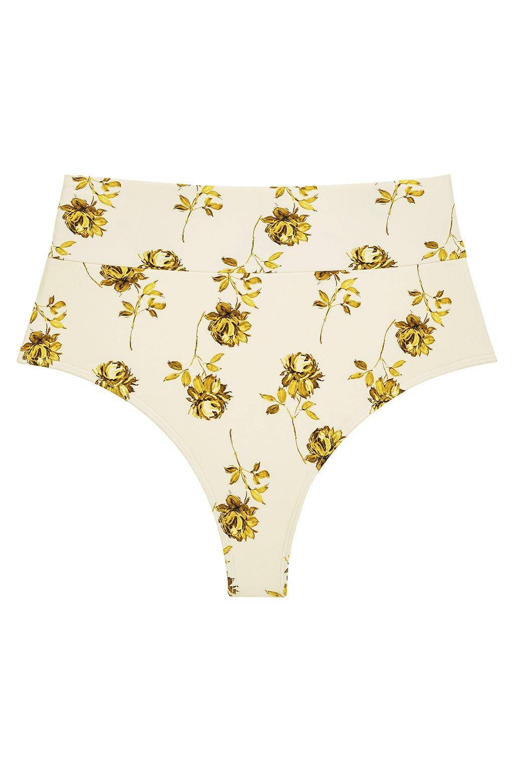Montce - Gold Filigree Added Coverage High Rise Bikini Bottom -
