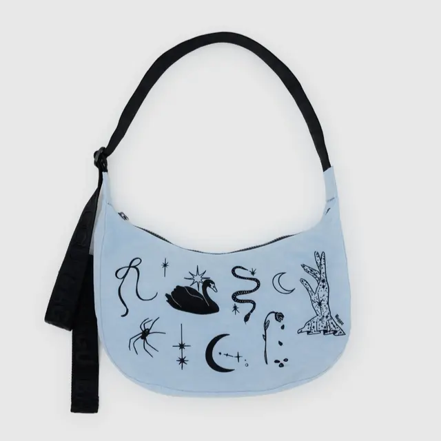 Baggu - Medium Nylon Crescent Bag - Embroidered Ballet Icons -