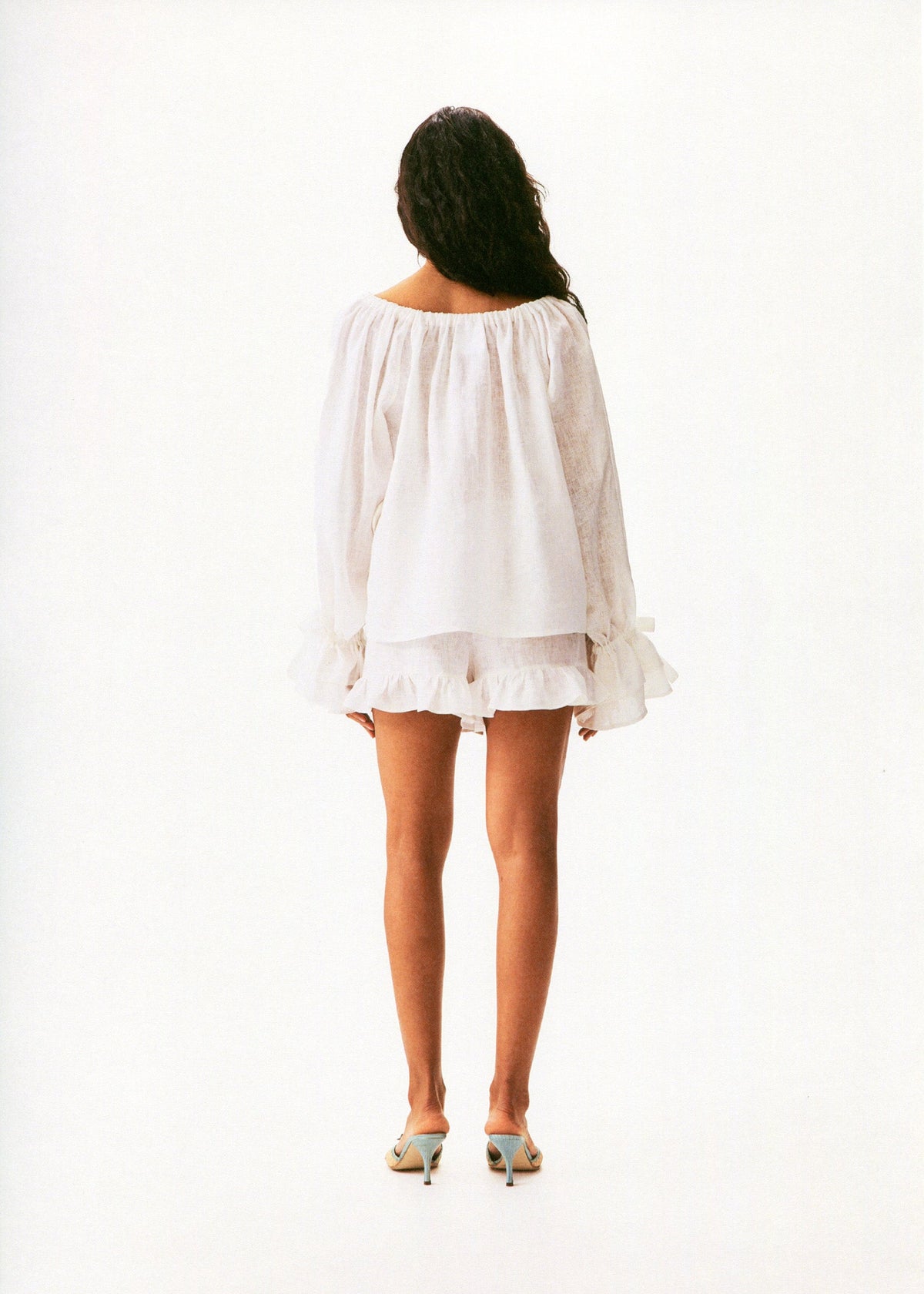 Sleeper - Puff Lounge Shorts with Headscarf in Milk -