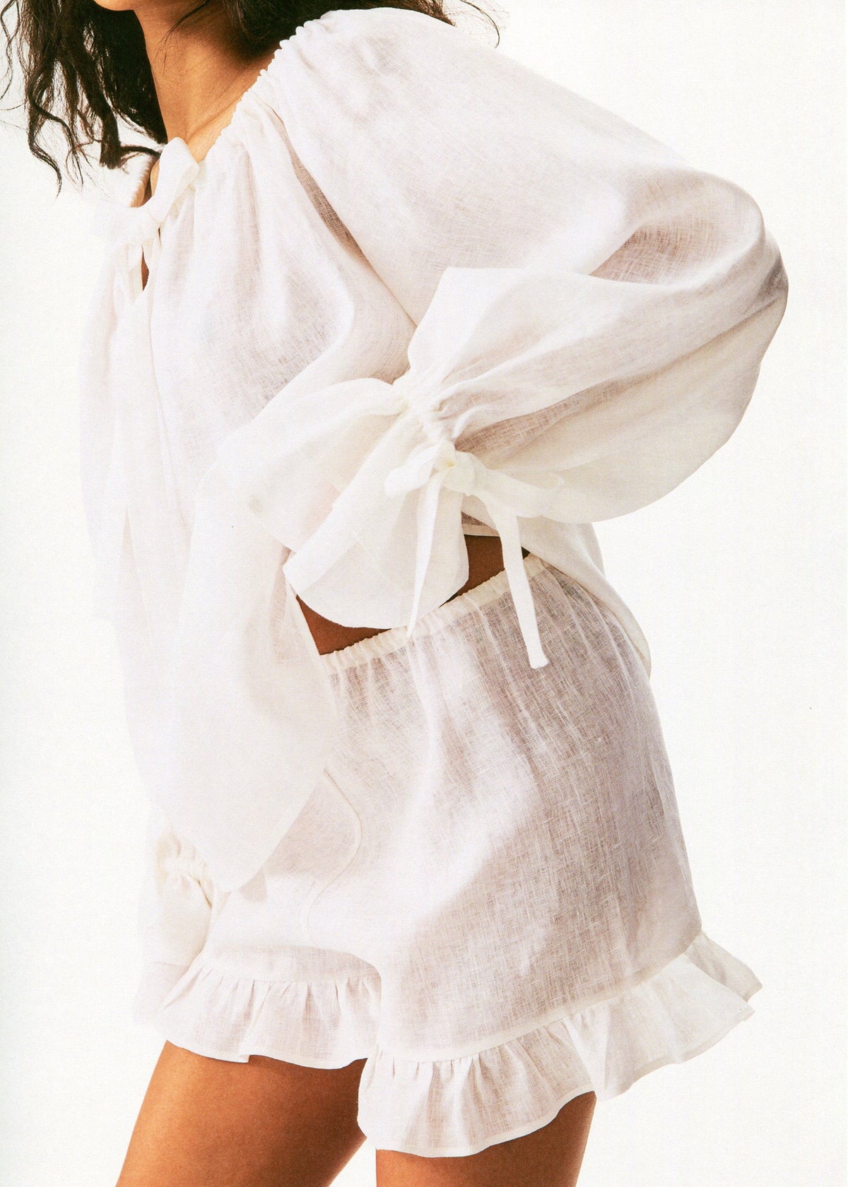 Sleeper - Puff Lounge Shorts with Headscarf in Milk -
