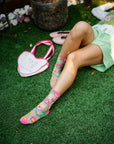 Sock Candy - Flamingo Floral Sheer Crew Sock -