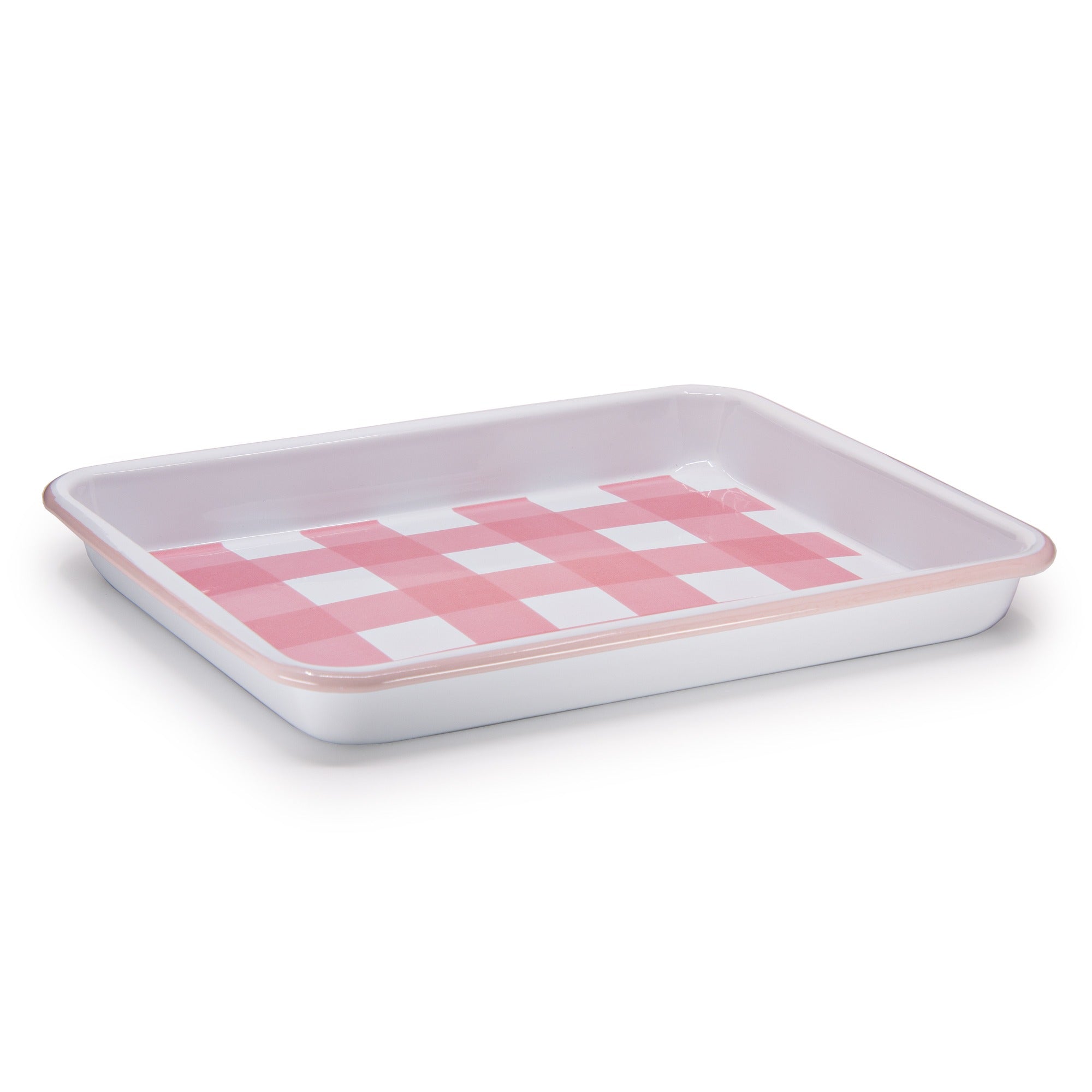 Crow Canyon Home - Max Humphrey x CCH Gingham Small Rectangle Tray - Pink -