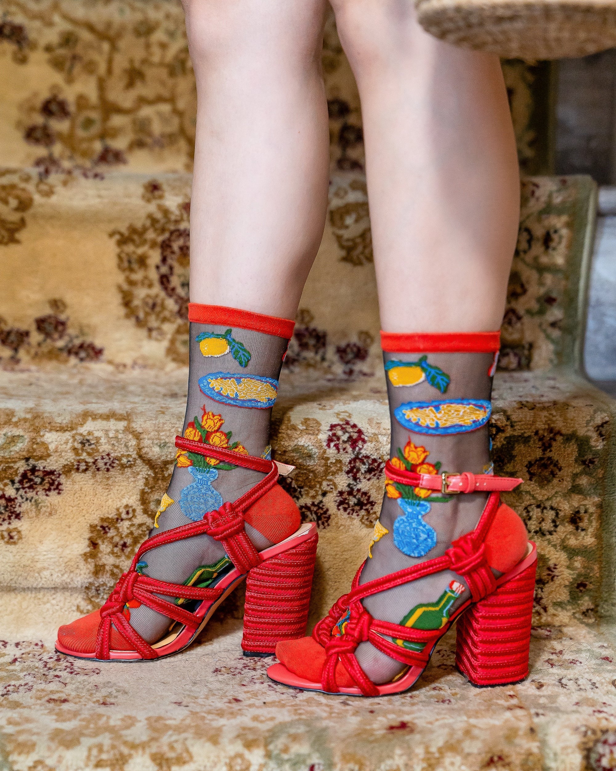 Sock Candy - La Dolce Vita Black Sheer Crew Sock -