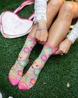 Sock Candy - Flamingo Floral Sheer Crew Sock -