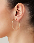 Aiori - Large Thin Hoop Clip On Earrings - Gold Rotating Invisible Resin -