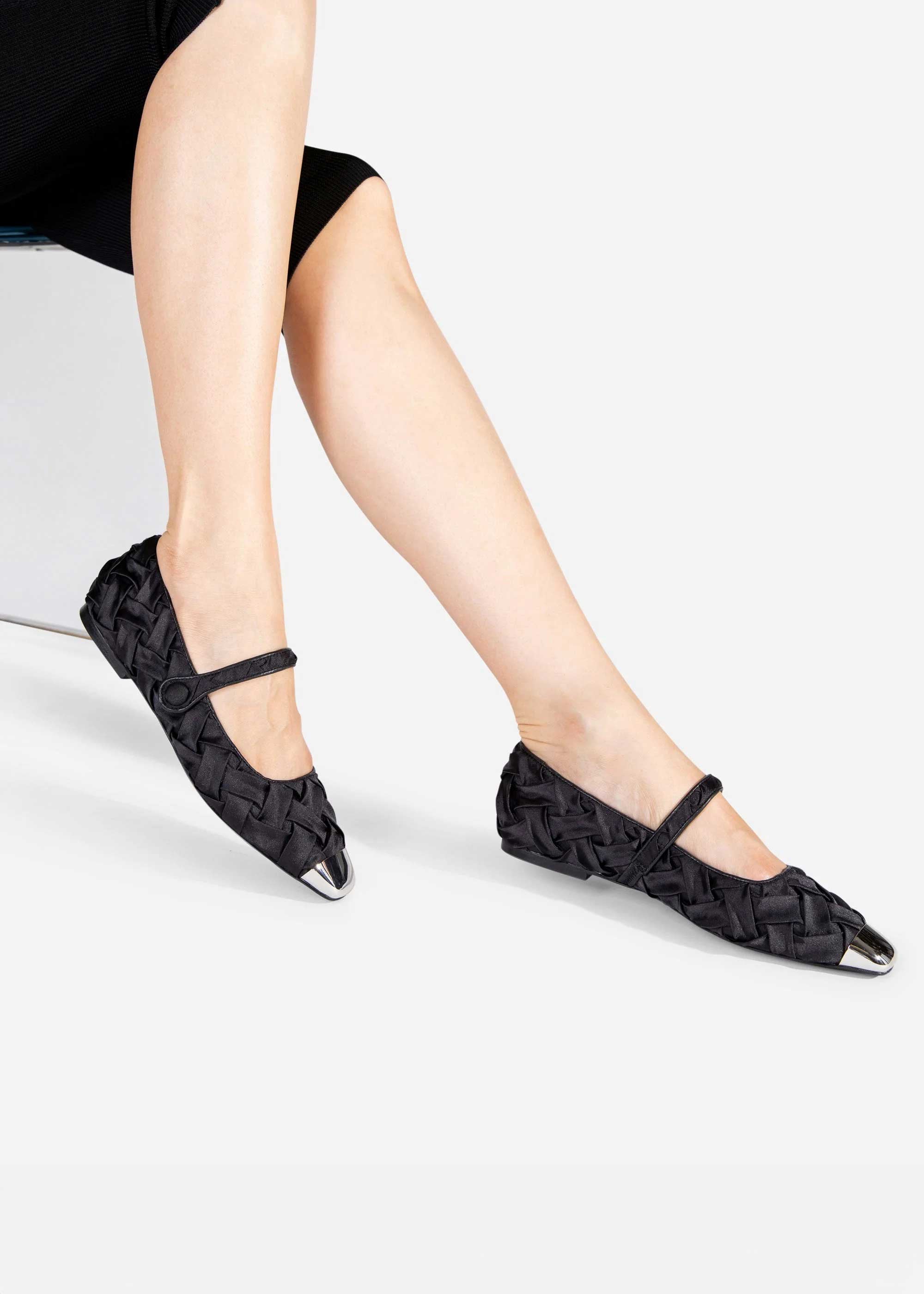 Ribbons Satin Braided Mary Jane Flat