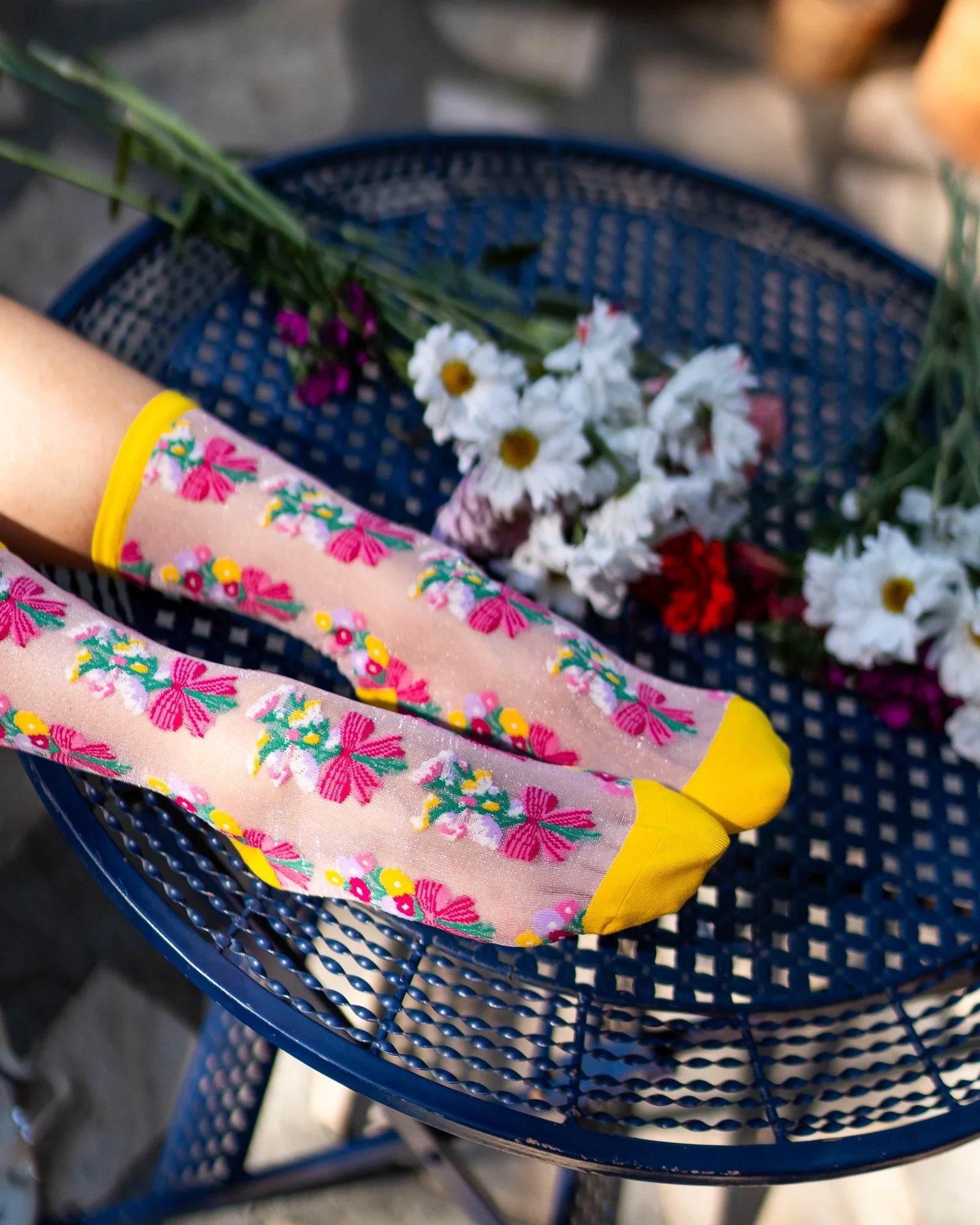 Sock Candy - Bouquets All Day Shimmer Sheer Crew Sock -