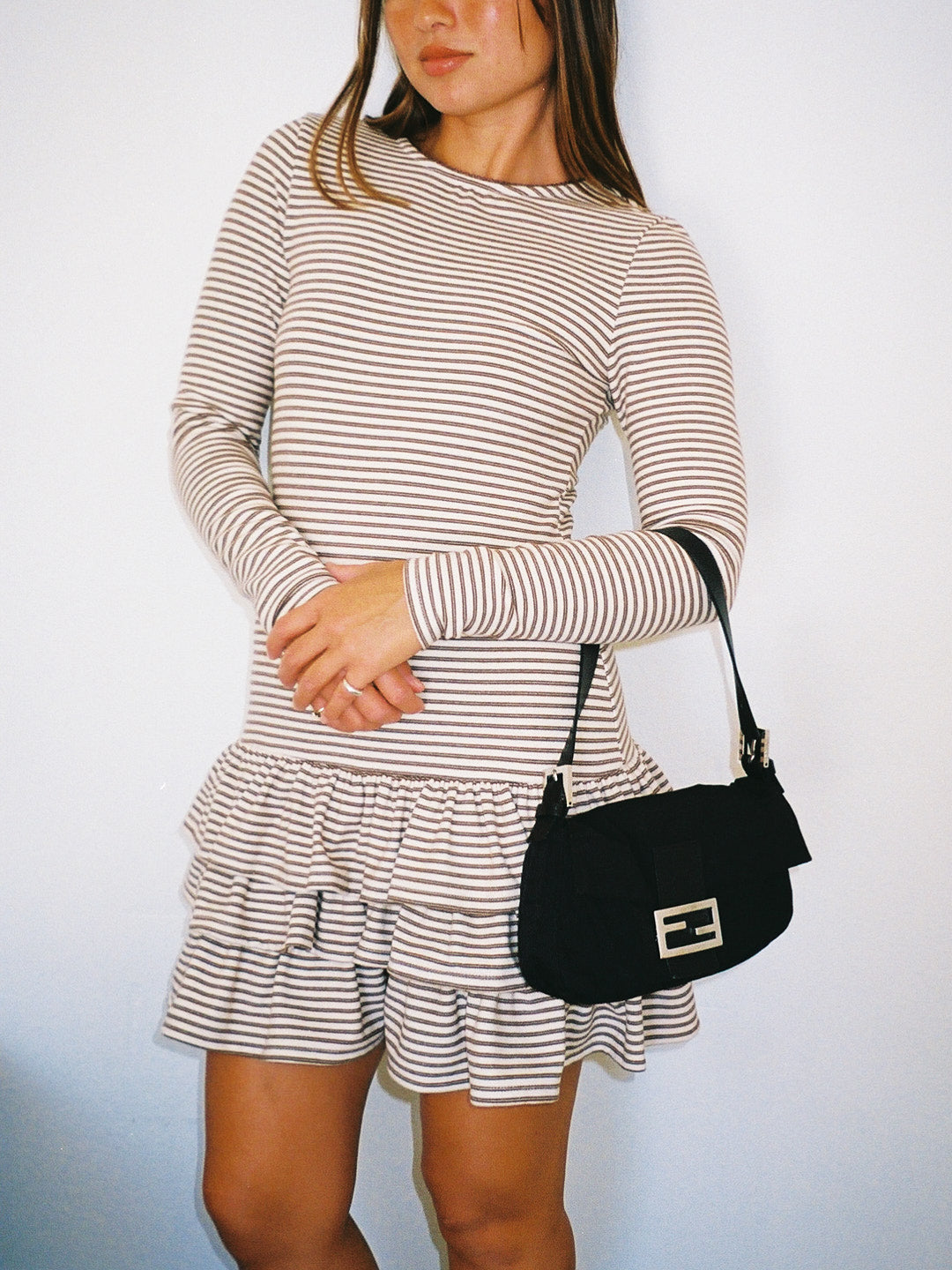 Lisa Says Gah - Colette Mini Dress - Brown Stripe -