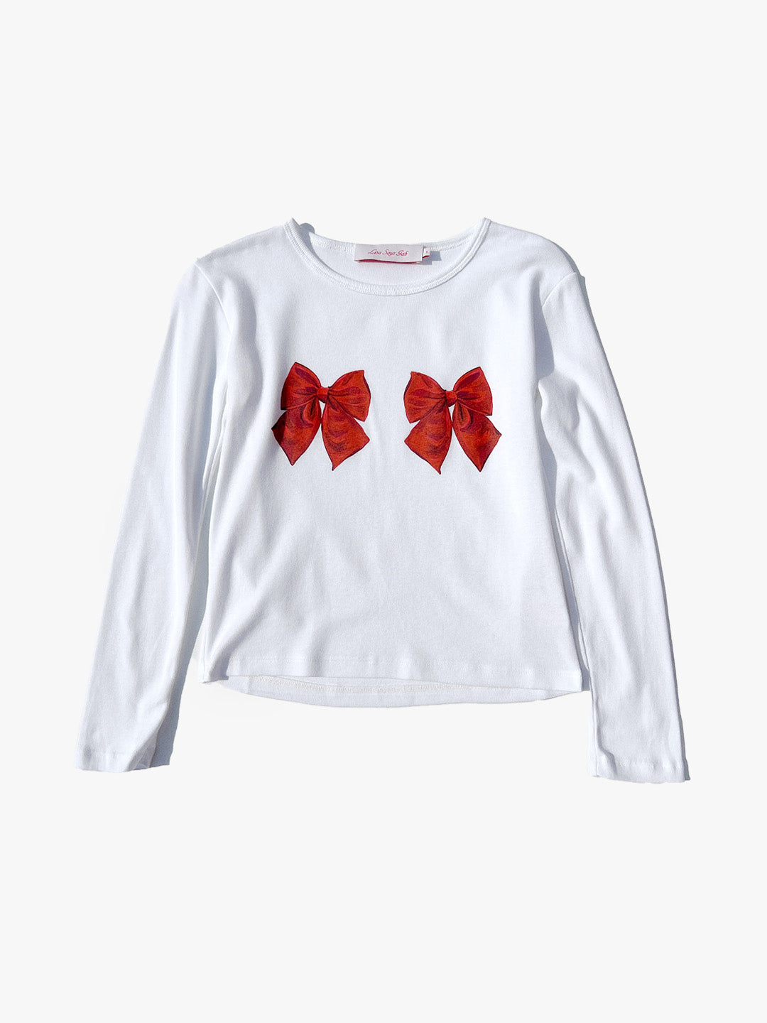 Lisa Says Gah - Dana Long Sleeve Tee - White/Bows -