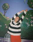 Lisa Says Gah - Coby V-Neck Sweater - Black/White Stripes -
