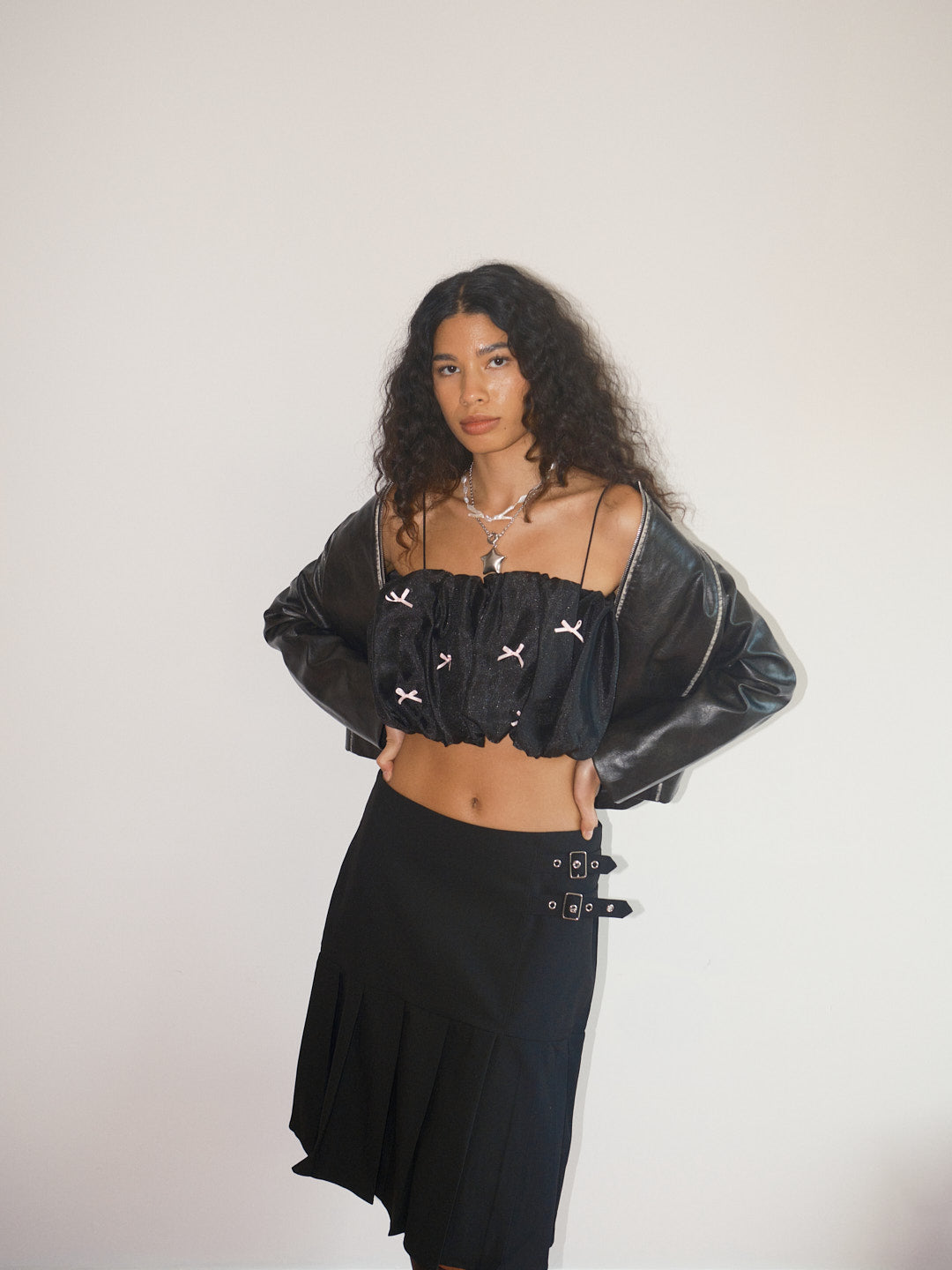 Lisa Says Gah - Jemma Bubble Top - Black Pink Bow -