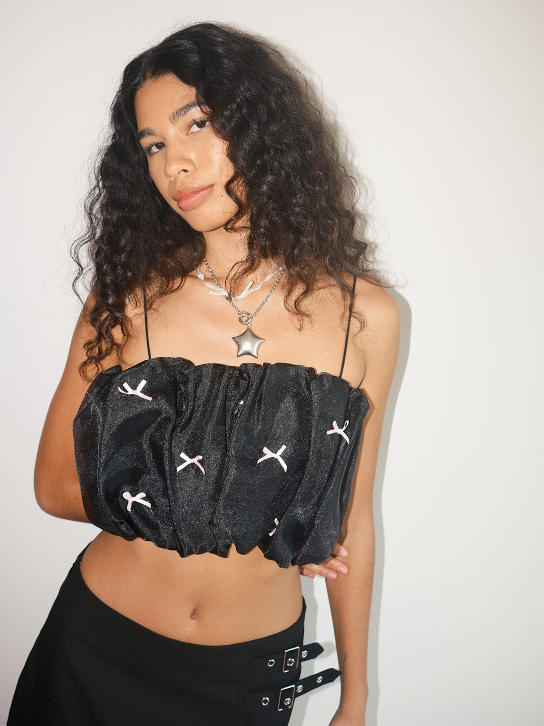 Lisa Says Gah - Jemma Bubble Top - Black Pink Bow -