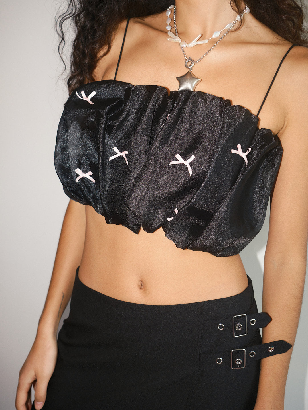 Lisa Says Gah - Jemma Bubble Top - Black Pink Bow -