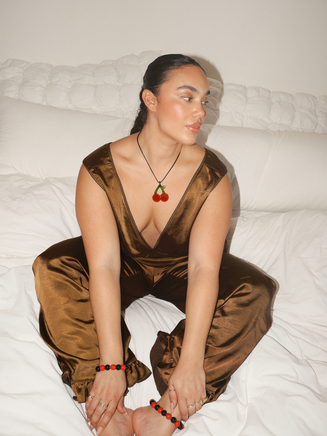 Lisa Says Gah - Lola Beaded Anklet - Red/Black -
