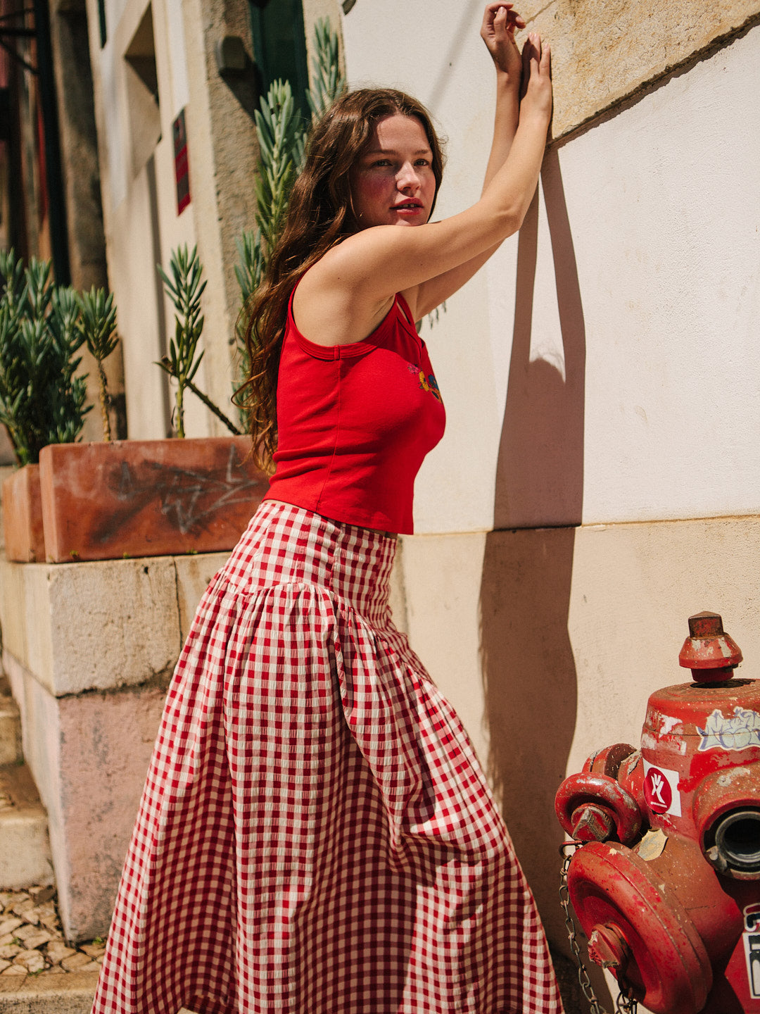 Lisa Says Gah - Maeve Midi Skirt - Cherry -