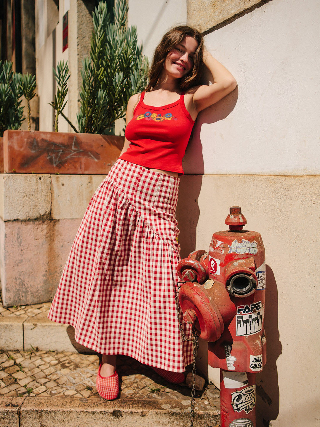 Lisa Says Gah - Maeve Midi Skirt - Cherry -