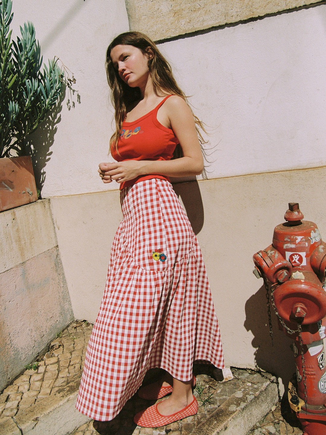 Lisa Says Gah - Maeve Midi Skirt - Cherry -