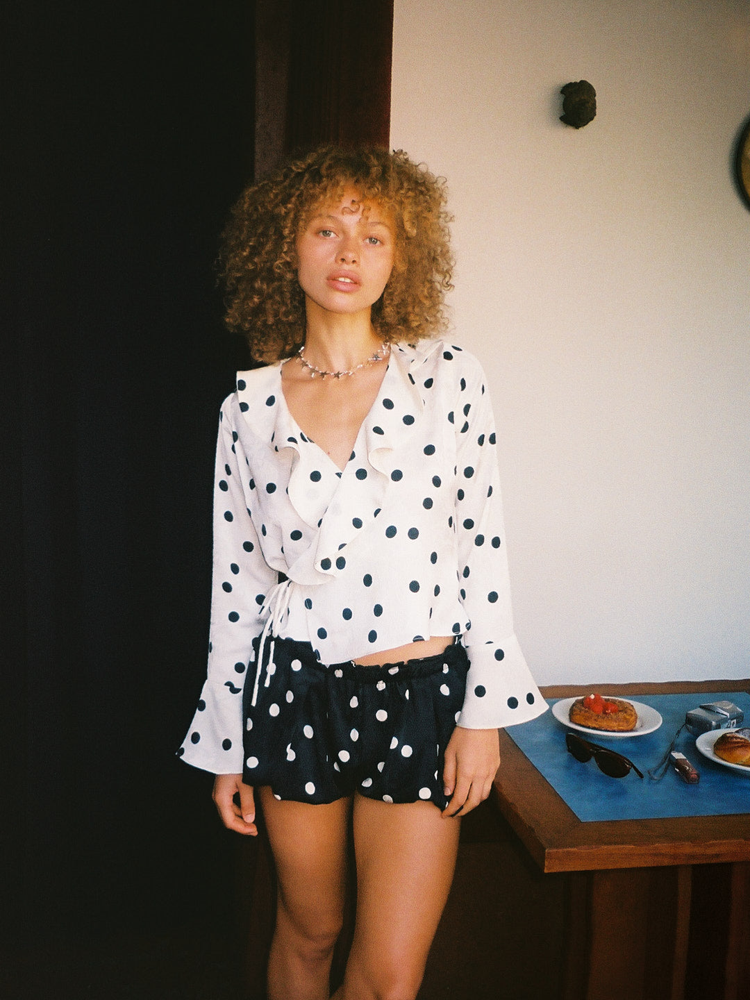 Lisa Says Gah - Ricki Wrap Top - White Dot -