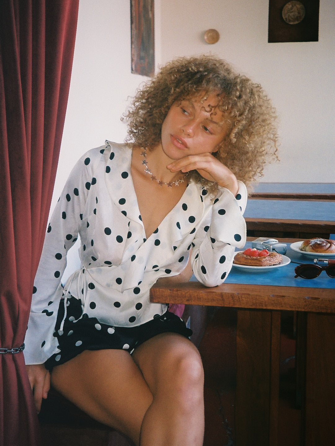 Lisa Says Gah - Ricki Wrap Top - White Dot -