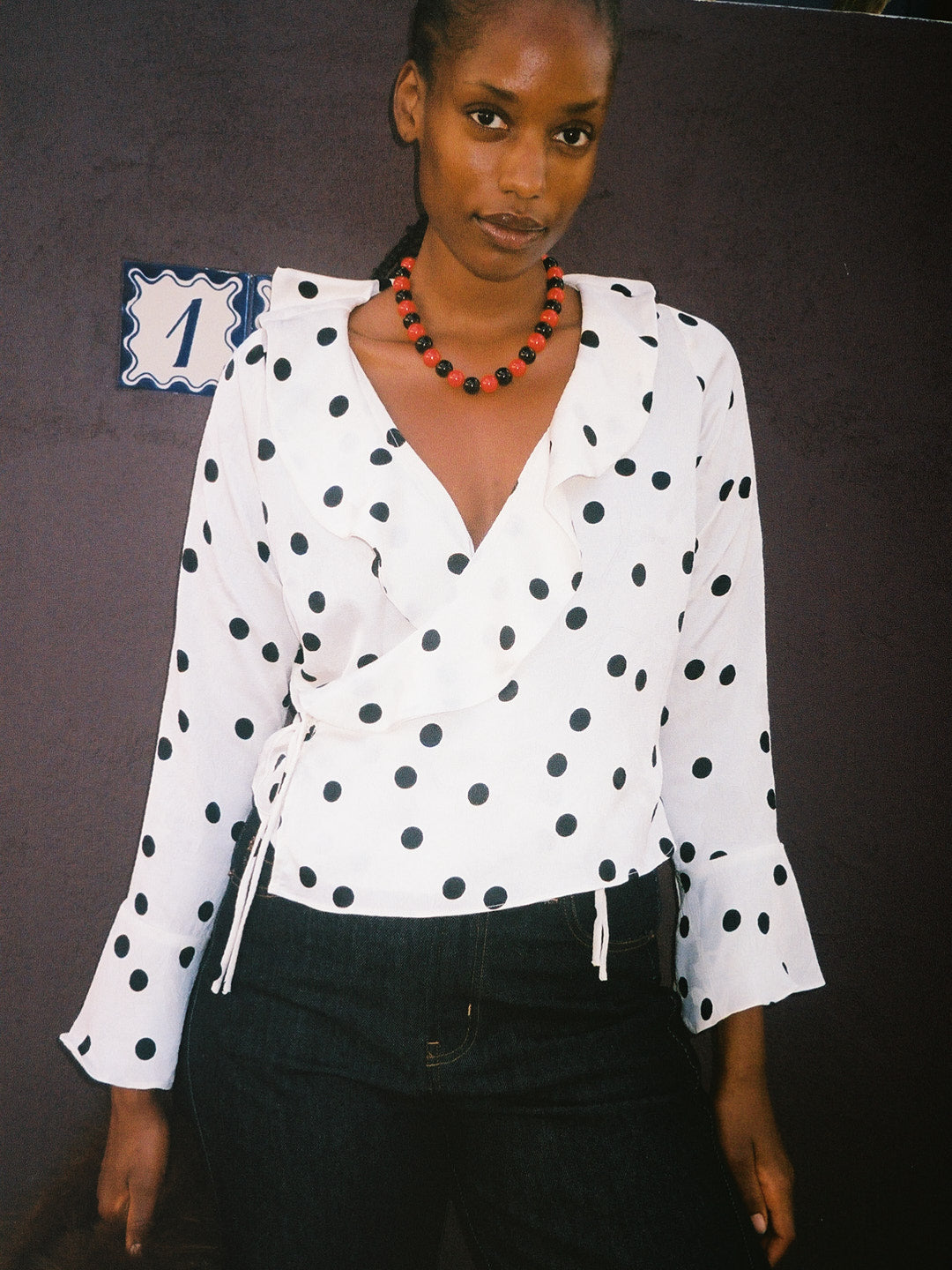 Lisa Says Gah - Ricki Wrap Top - White Dot -