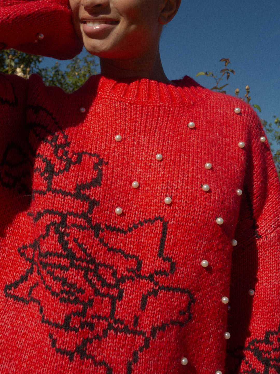 Lisa Says Gah - Iris Pearl Sweater - Rose Dot Red -
