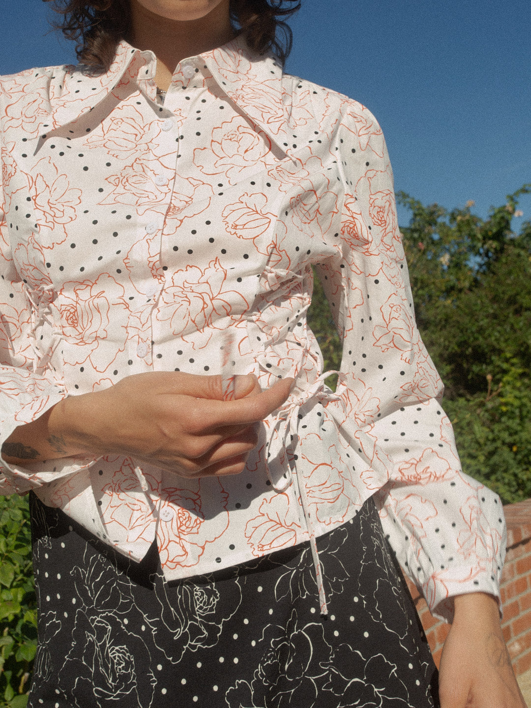 Lisa Says Gah - Jasper Button Up - Rose Dot White -