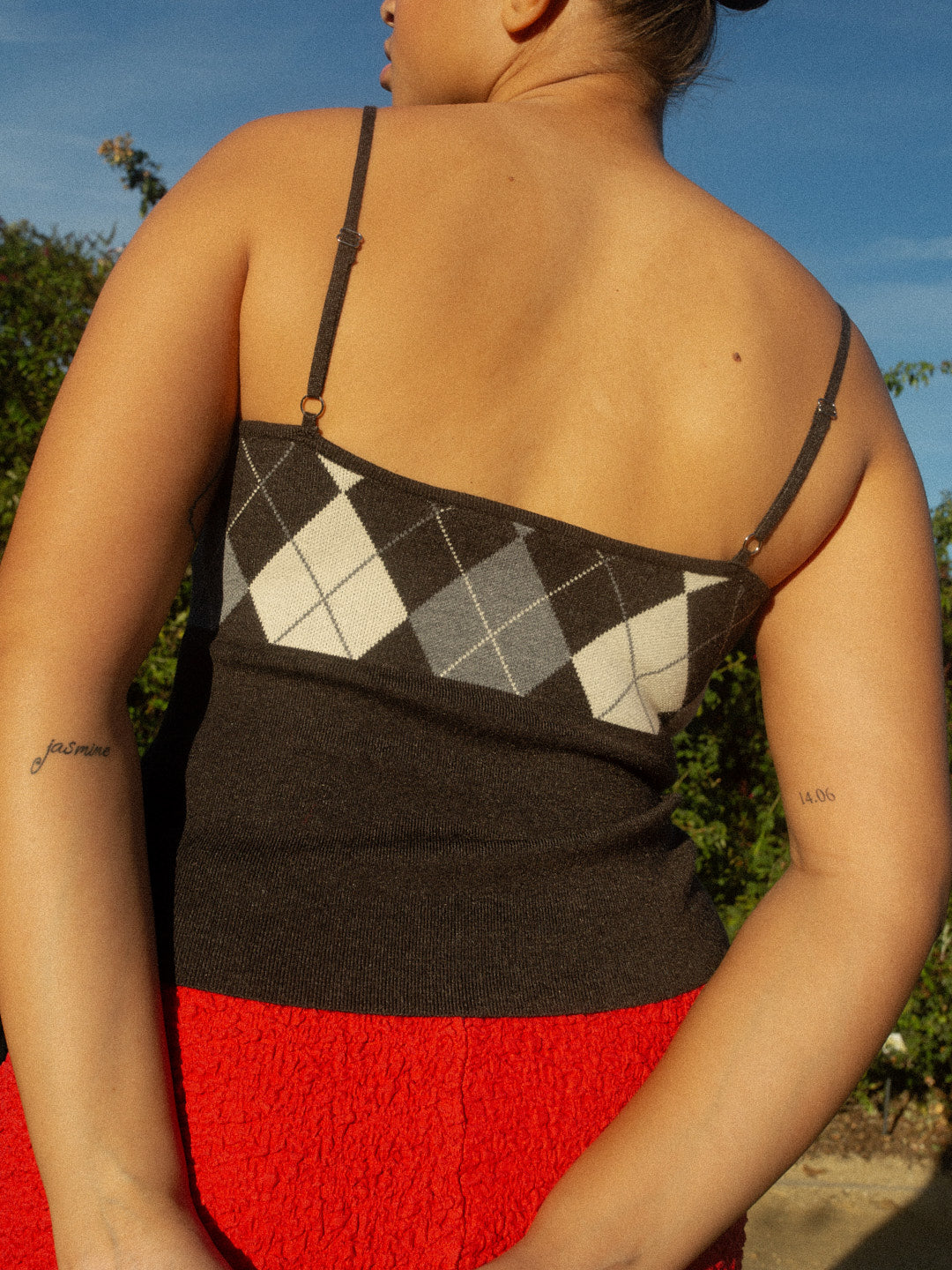 Lisa Says Gah - Emi Tank - Grey Argyle -
