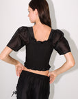 Lisa Says Gah - Toni Smocked Top - Black Organza -