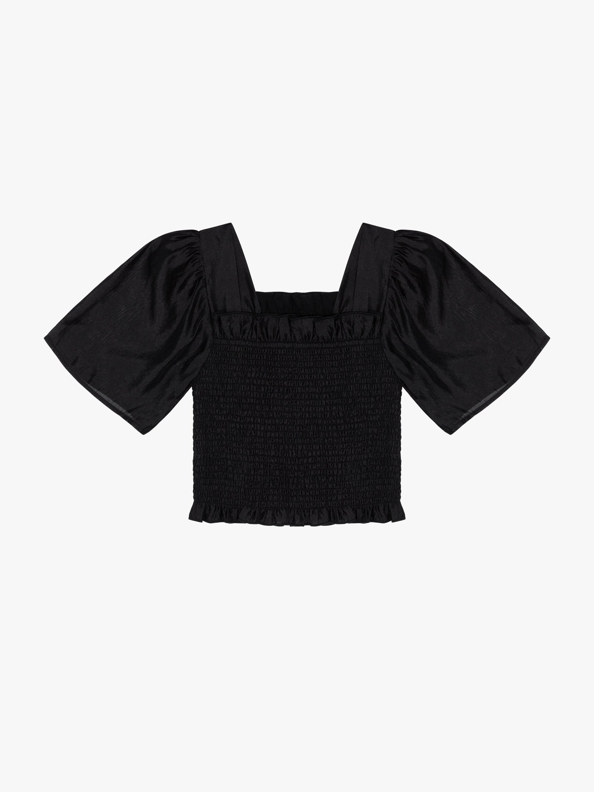 Lisa Says Gah - Toni Smocked Top - Black Organza -