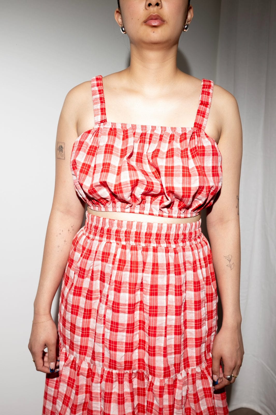 et Tigre - Louise Top in Red + White Gingham - S