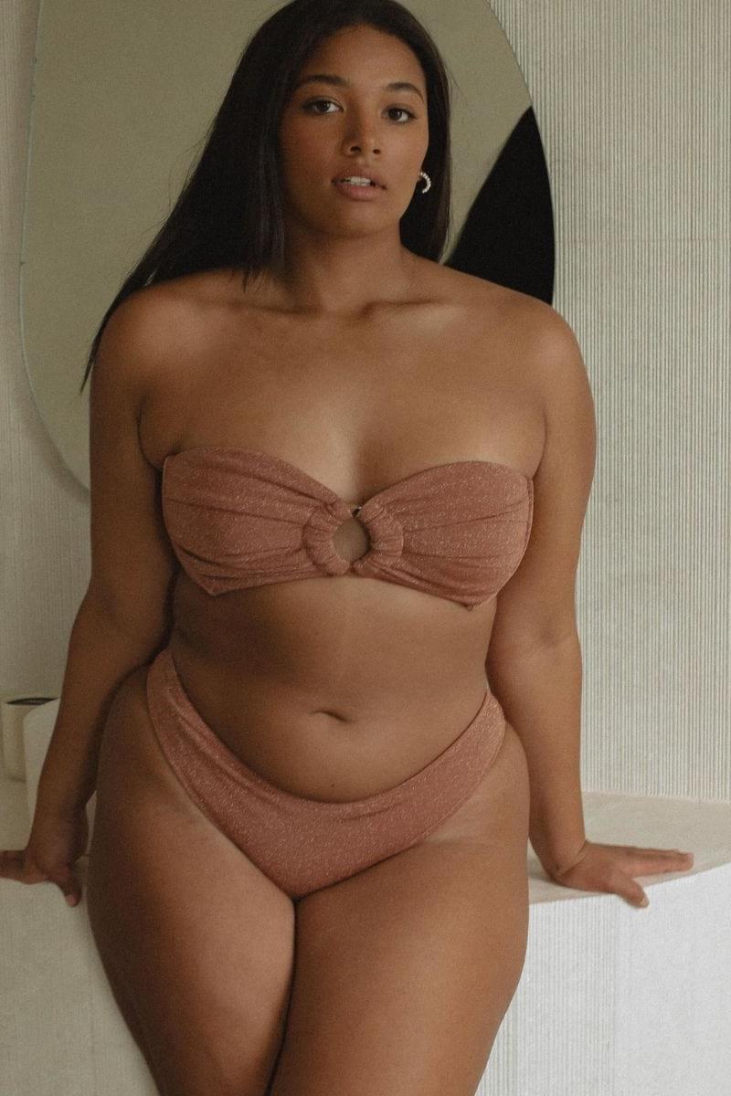 Montce - Mauve Sparkle Tori Ties Bandeau Bikini Top -