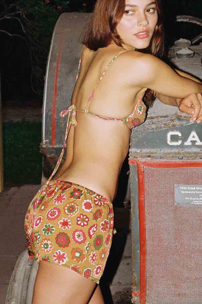 Montce - Mazzy Floral Silk Low-Rise Drawstring Short -